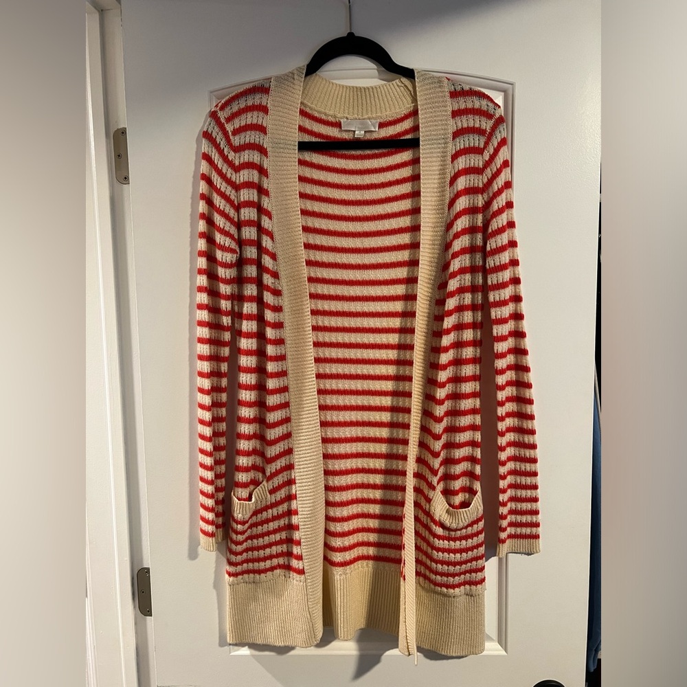 Striped long cardigan